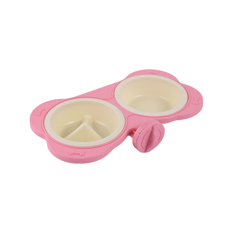 Plastic double dog bowl for cage