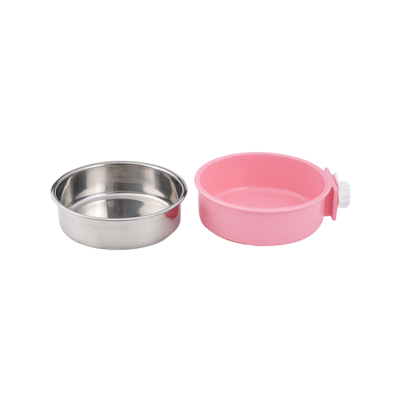 Stainless steel cage hang dog bowl