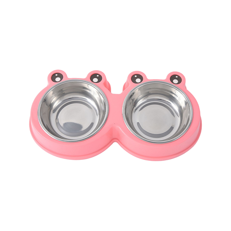 Stainless steel small double dog bowl for food and water pet feeder