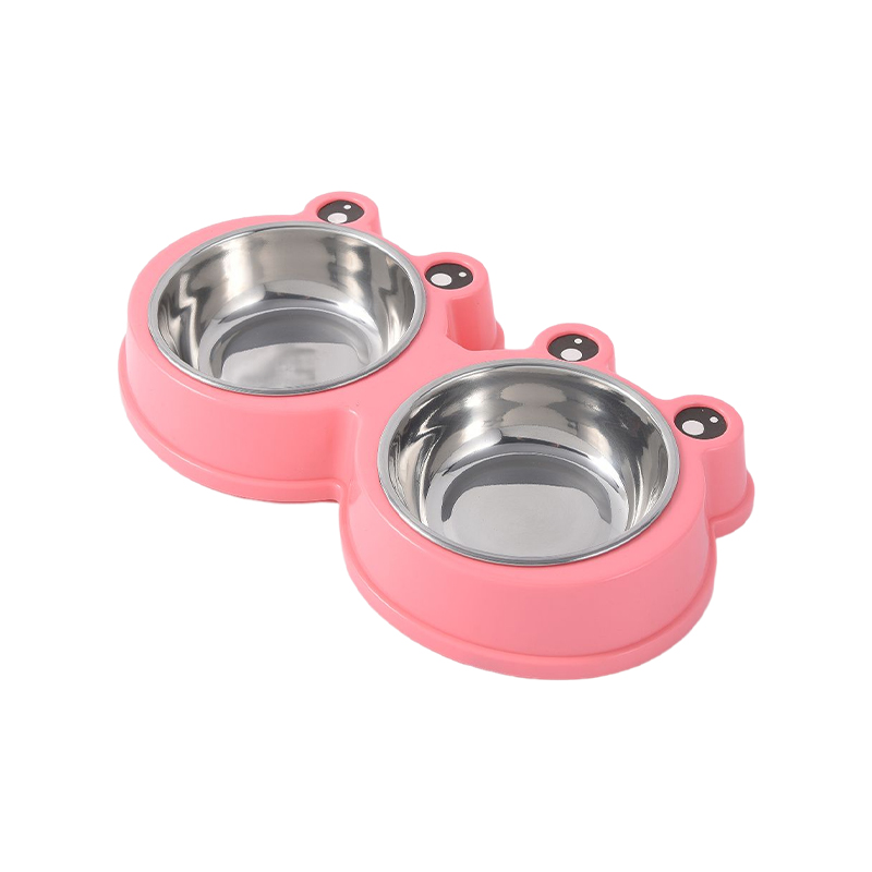 Stainless steel small double dog bowl for food and water pet feeder