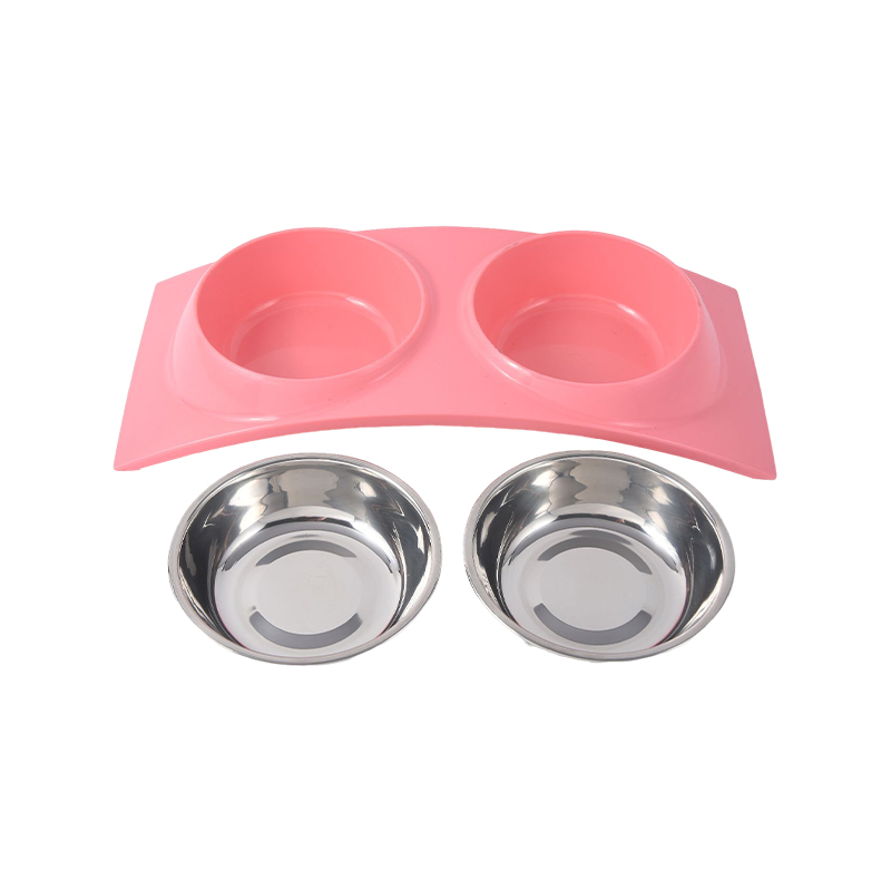 Premium double stainless steel food and water bowls for cats