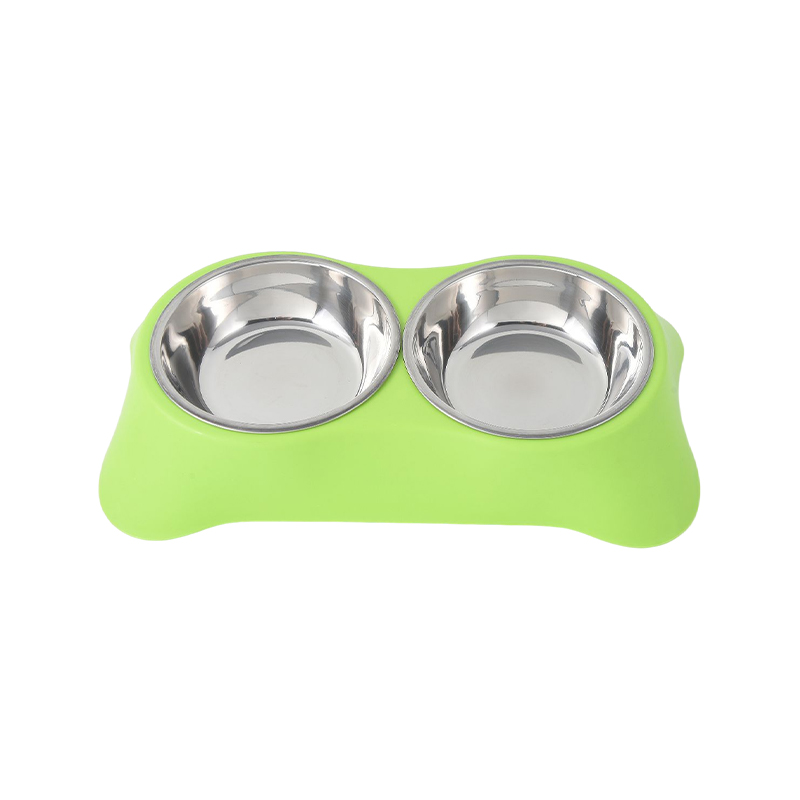 Stainless steel dog feeding double bowl water food holder