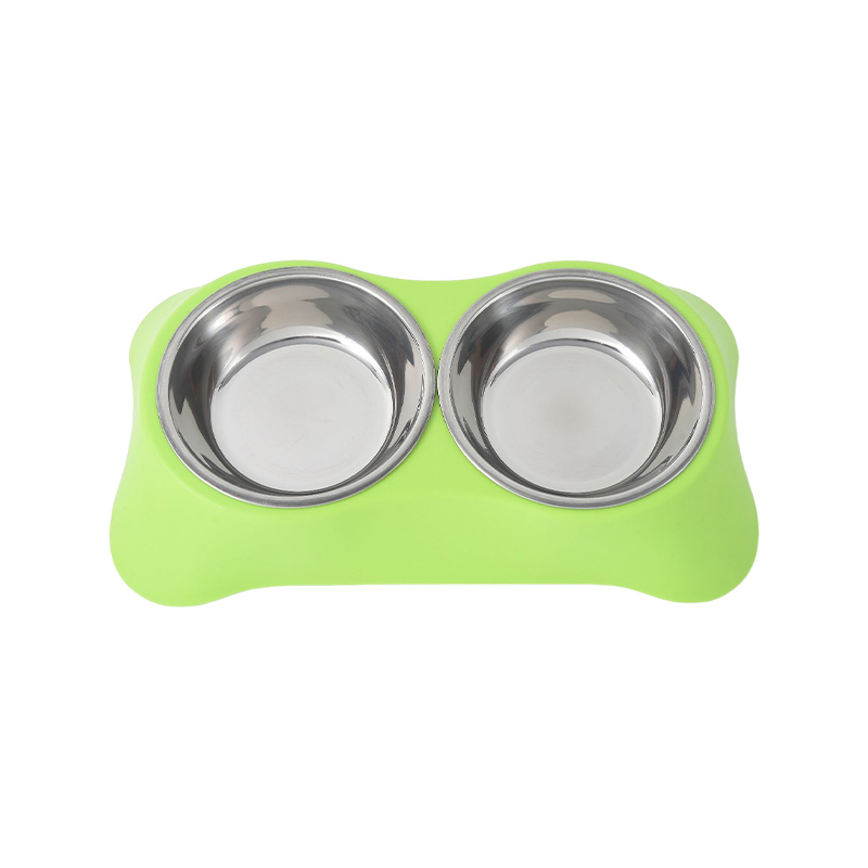 Stainless steel dog feeding double bowl water food holder