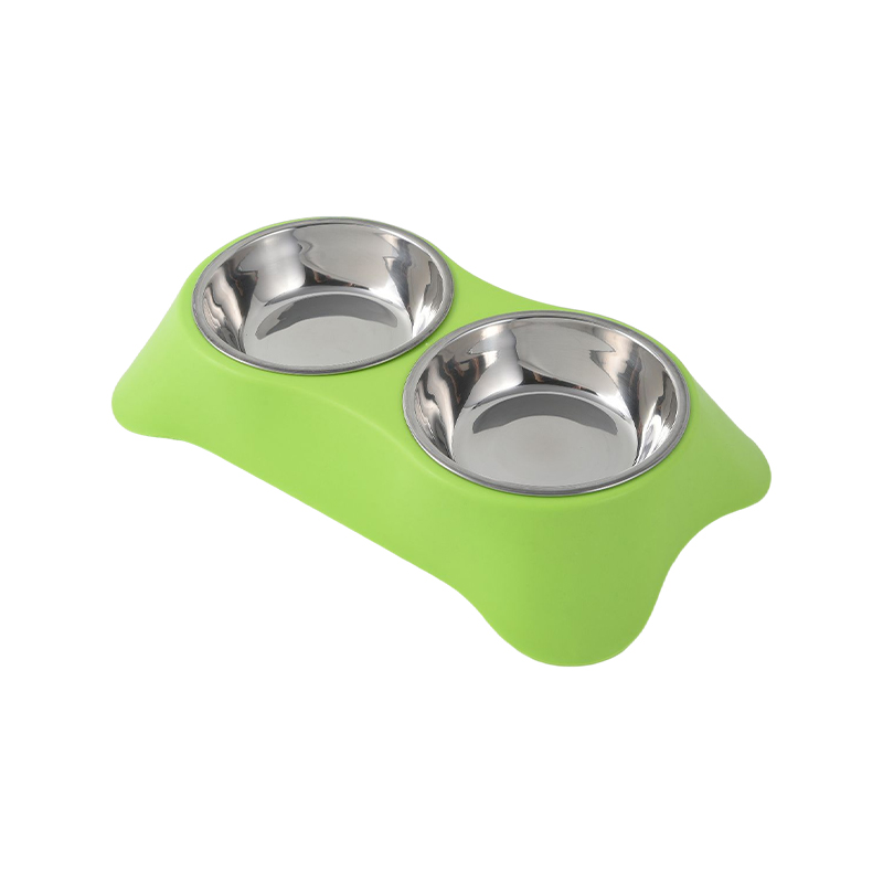 Stainless steel dog feeding double bowl water food holder