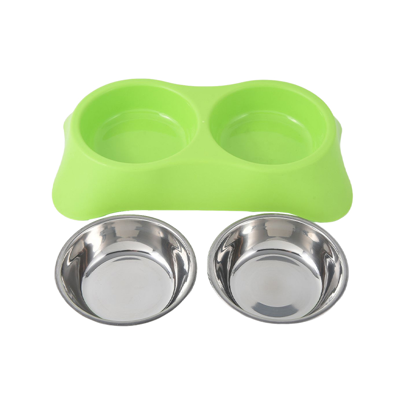 Stainless steel dog feeding double bowl water food holder