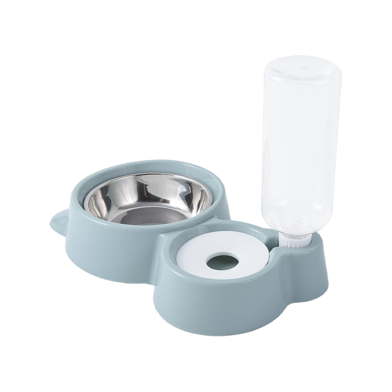 Stainless steel cat ear shape pet bowl with water feeder