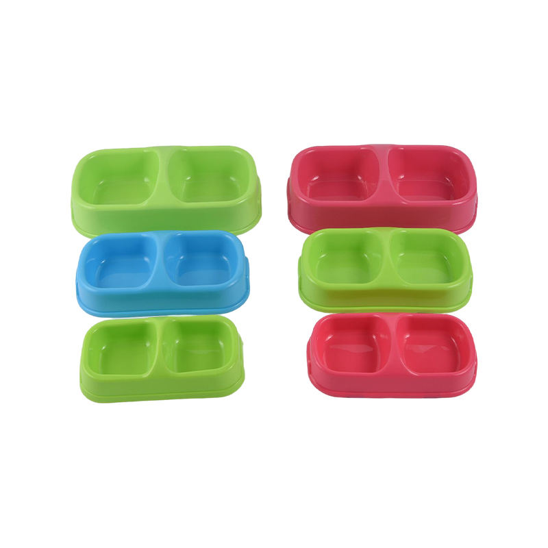 Anti-slide dog cat double pet bowl plastic feeder