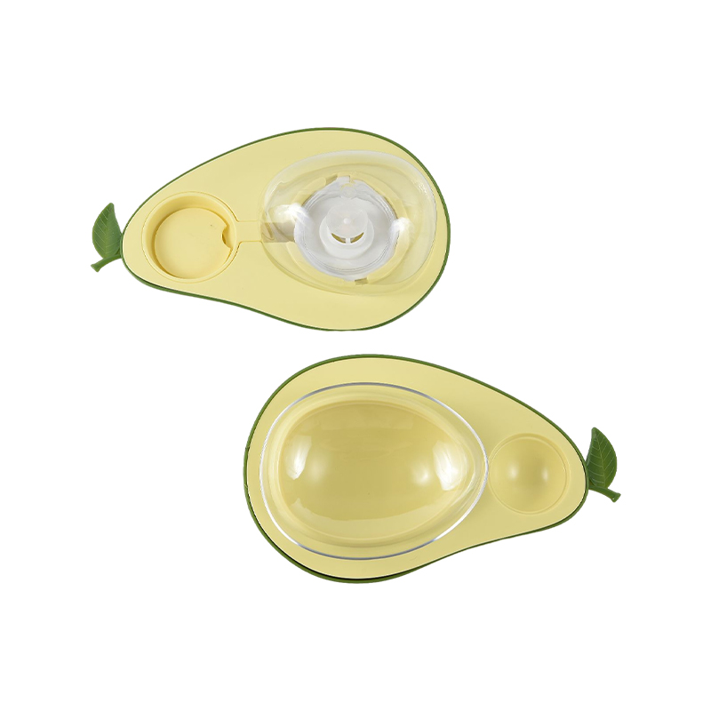 Avocado shape double bowl pet feeder