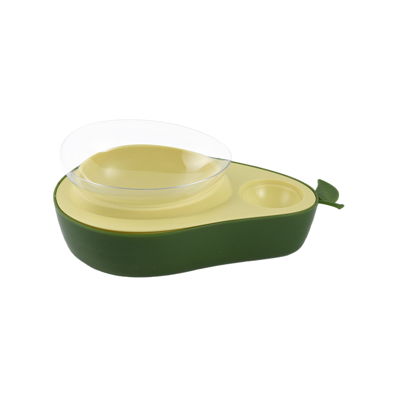 Avocado shape double bowl pet feeder