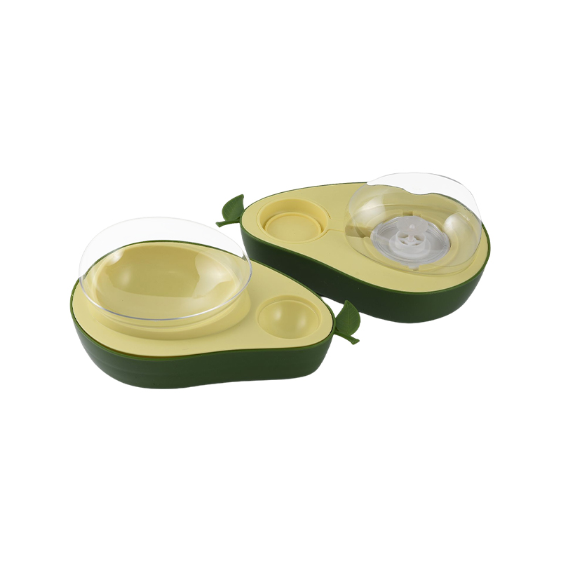 Avocado shape double bowl pet feeder