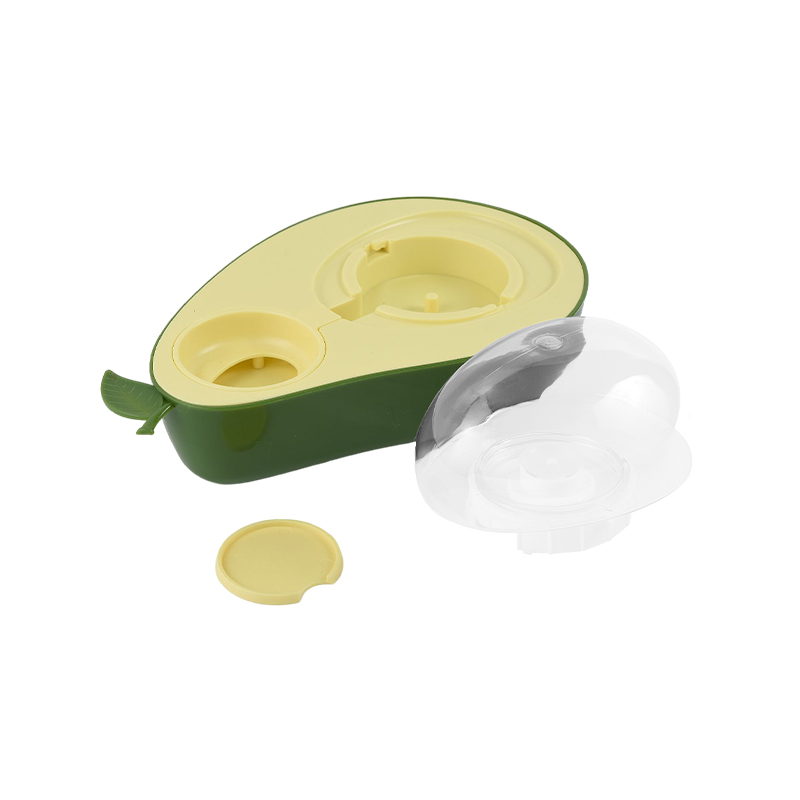 Avocado shape double bowl pet feeder