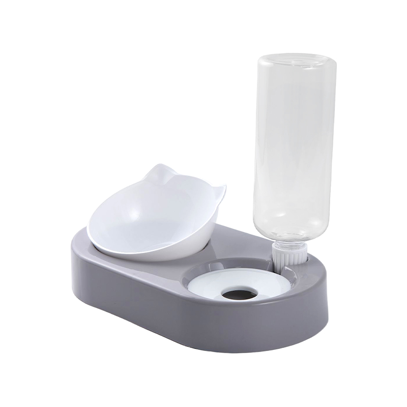 Cat shape dog bowl with automatic water bottle